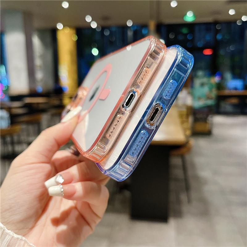 Luksusowy Kolorowy Bumper Przezroczyste Magnetyczne Etui Magsafe na Telefon Dla iPhone 11 12 13 14 15 Pro Max Osłona Ochronna Obiektywu na 14 Plus