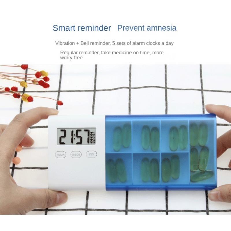 Rechargeable ABS Pc Pp Material Vibration Ring Reminder 5 Sets of Alarm Clock Smart Delivery Electronic Medicine Box