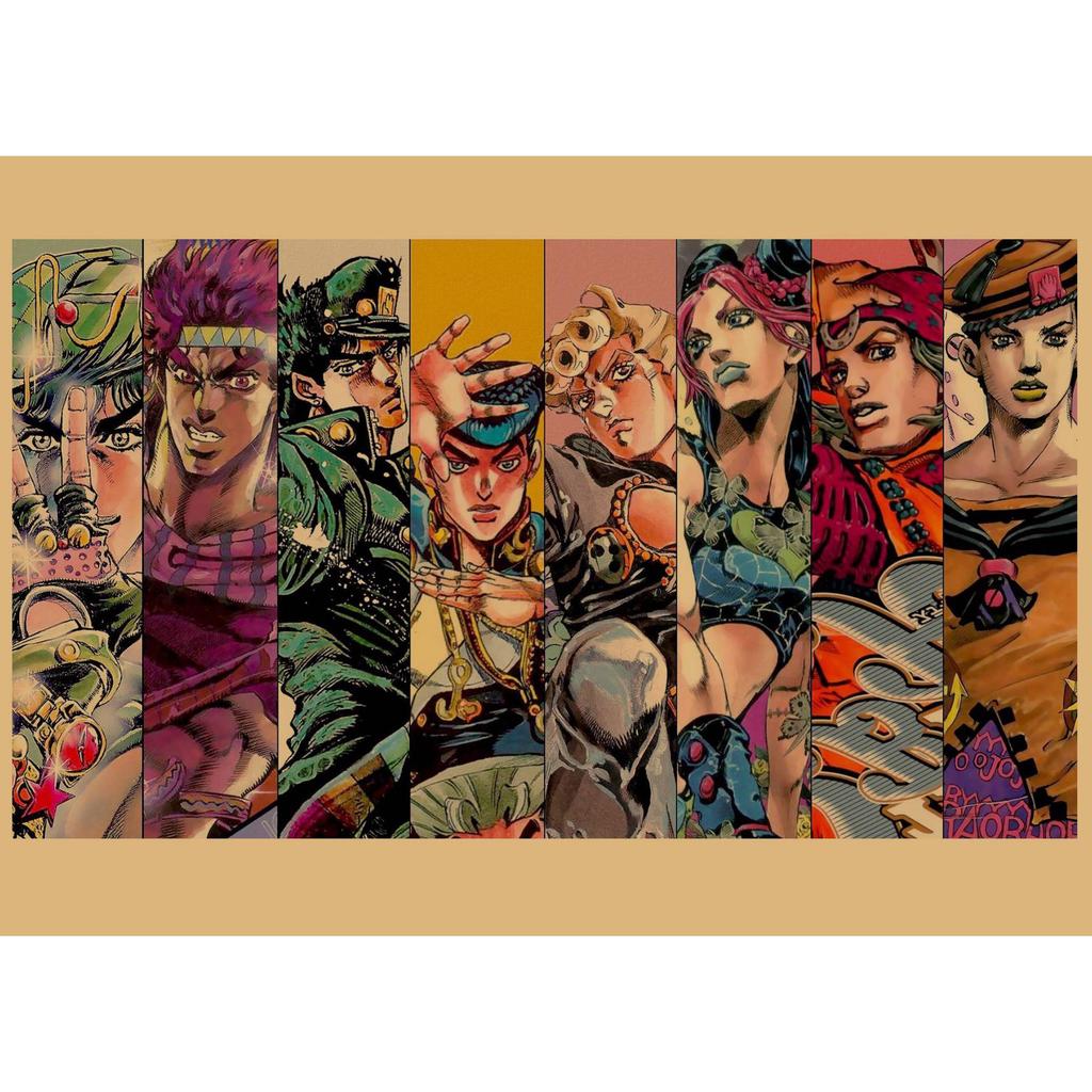 JoJo's Bizarre Adventure Retro Kraftpapier Poster - Japanische Anime Dekoration für Bar, Restaurant oder Café.