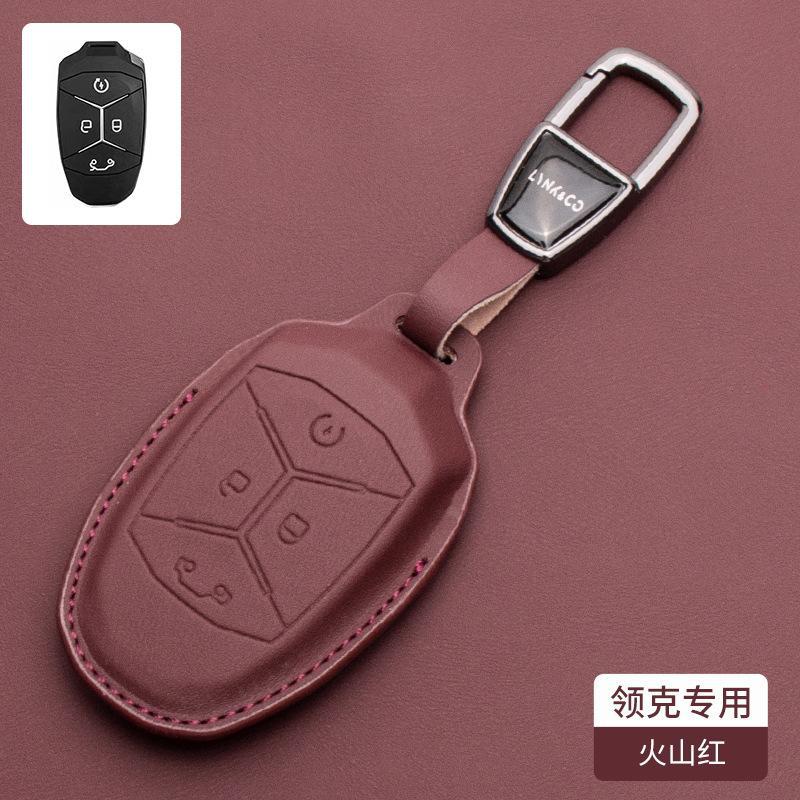 For Lynk & Co 08 01 02 03 05 06 09 Car Key Case Nappa Leather Remote Keychain Shell Protective Cover Key Protector Accessories