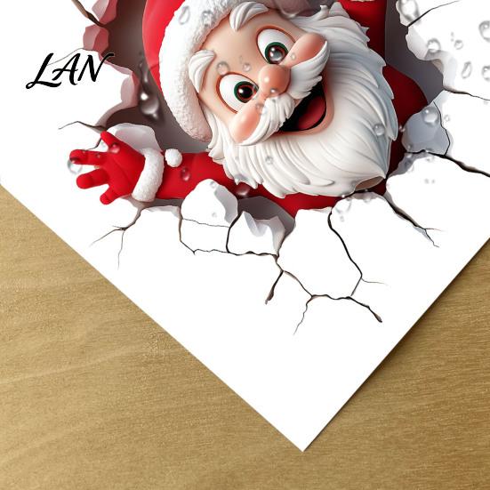 Holiday Window Clings Christmas Toilet Sticker, Funny Santa Claus Lid Tank Cute Ornaments Self-Adhesive 3D Hole Waterproof PVC Decal for Bathroom