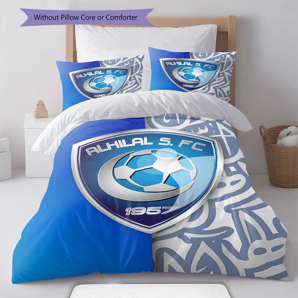 Al Hilal SFC Pattern Bedding,Quilt Set Quilt Cover Pillowcase Home Birthday Gift(1 * Duvet Cover + 2 * Pillowcase, Without Core)