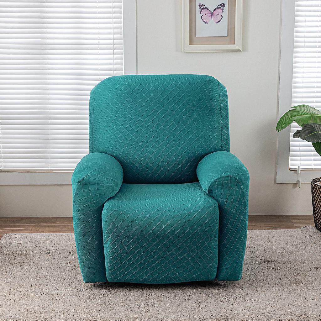 Twill Grid Elastic Recliner Cover Single Sofa Cover All-Inclusive Rocking Chair Cover Protective Cover Thickened Leisure Chair Cover