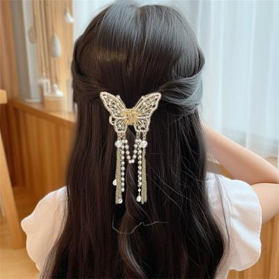 1PC  Premium Feeling Ladies Butterfly Hair Clip  Half Tie Hair Tassel Pendant Back of Head Clip  Ladies Hair Clips