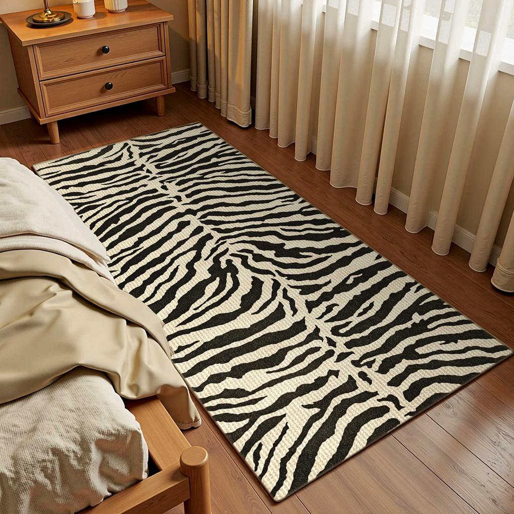 Living Room Carpet Large Area Bedroom Bedside Soft Furry Floor Mat Animal Print Imitation Leather Home Decoration Rugs