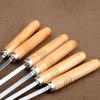 6Pieces Stainless Steel Barbecue Skewers Non Slip Wood Handles BBQ Stick for Camping Flat Metal Kebab Skewers Kitchen