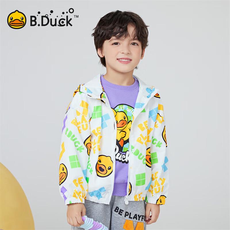 B.Duck Kids  Cartoon Print Hooded Windbreaker Jacket 130cm