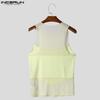 INCERUN Men Sleeveless Mesh Patchwork Sexy Club Party Slim Tank Tops