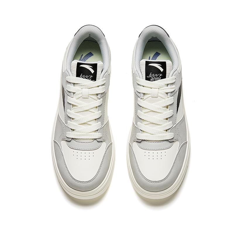 New Anta Slip Resistant Cushioning Wear Resistant Low Top Skateboard Shoes Men's White Gray Black 912418061-2