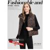 Women Short Stand Collar Leopard Print Loose Vest Jacket