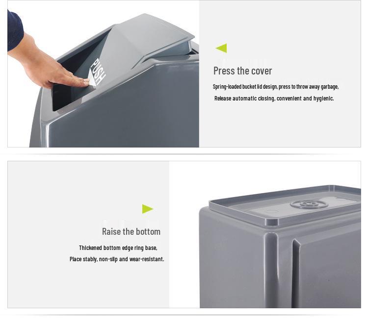 Chao Bao Pop-Up Lid Square Trash Can - Large Capacity for Indoor/Outdoor Use