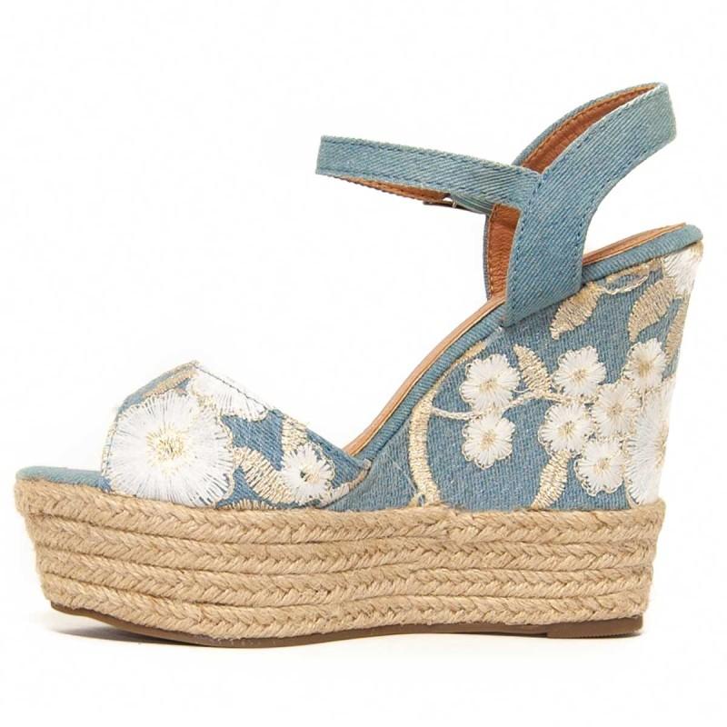 Alpargata De Cuña Para Mujer. Montevita Flowercu 104984