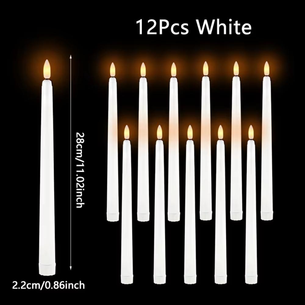 12-120Pcs LED Taper Candles Artificial Black Flameless Flickering Candle Christmas Lights Home Birthday Wedding Candles Battery