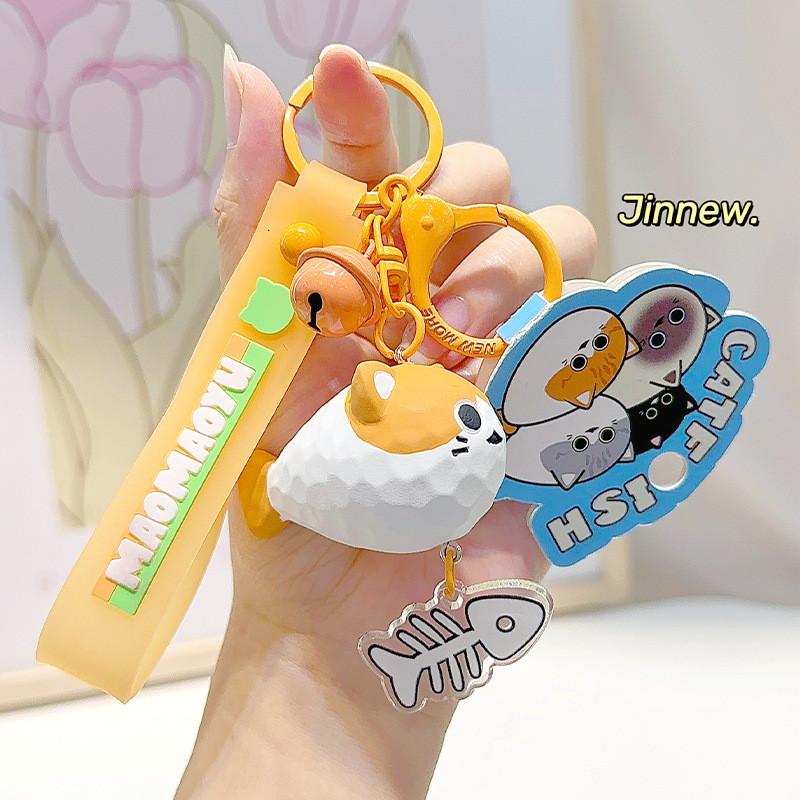 Cat Plush Fish Keychain Coin Purse Cartoon Animal Keyring Pendant Kids Gift