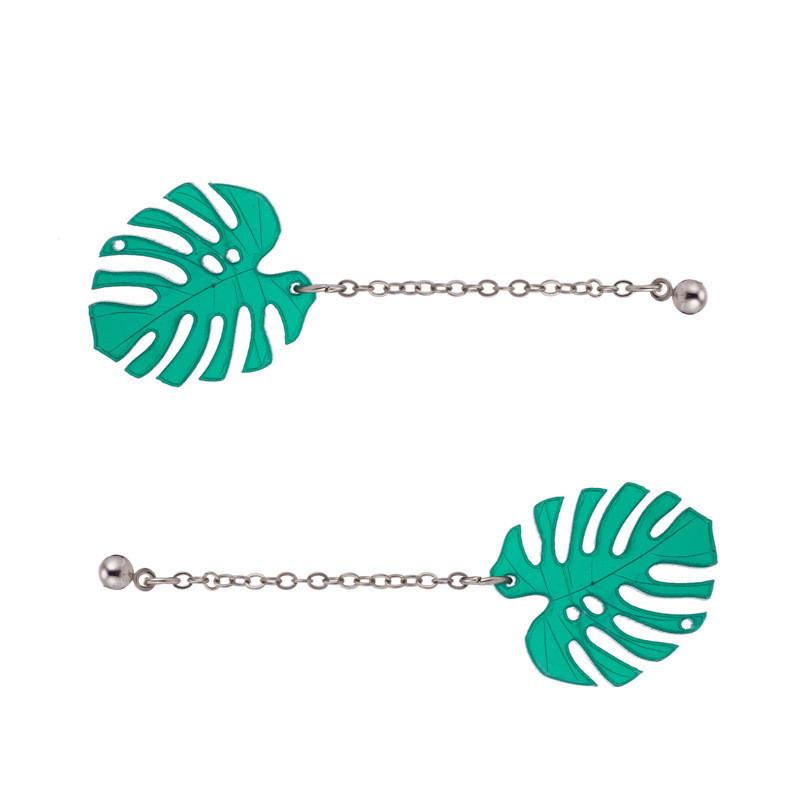 Stylish Oversized Green Leaf Earrings Trendy Minimalist Jewelry For Women