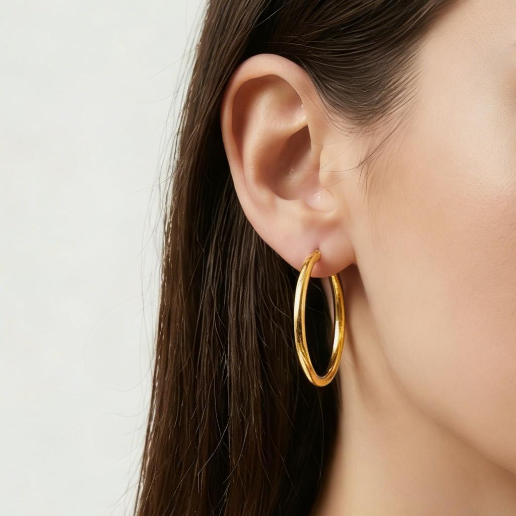 Simple Trendy 18K Gold Plated Hoop Earrings for Women Stainless Steel Large Circle Earrings Classic Piercing Jewelry Gifts