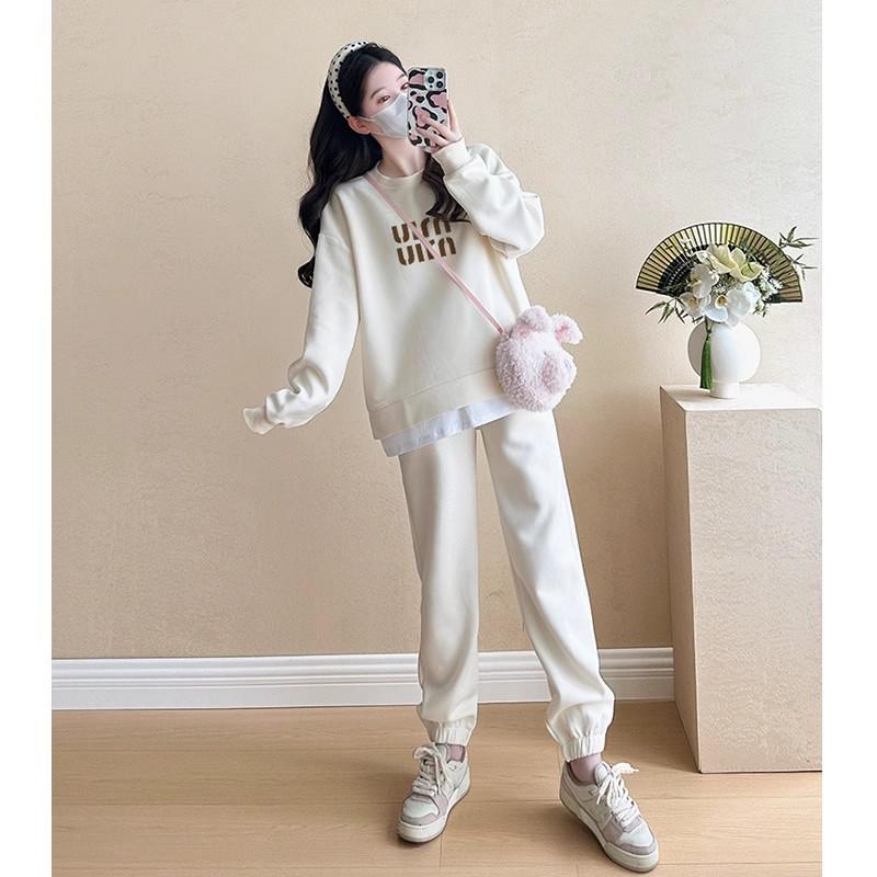Trendy Maternity Two-Piece Sweatshirt Set - Stylish Casual Sportswear for Spring & Autumn 2025