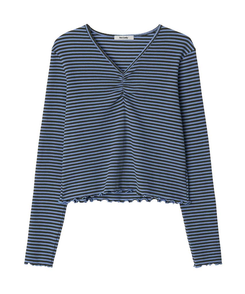 Nyuluki Shirring Point Long Sleeves T-Shirt_Khaki