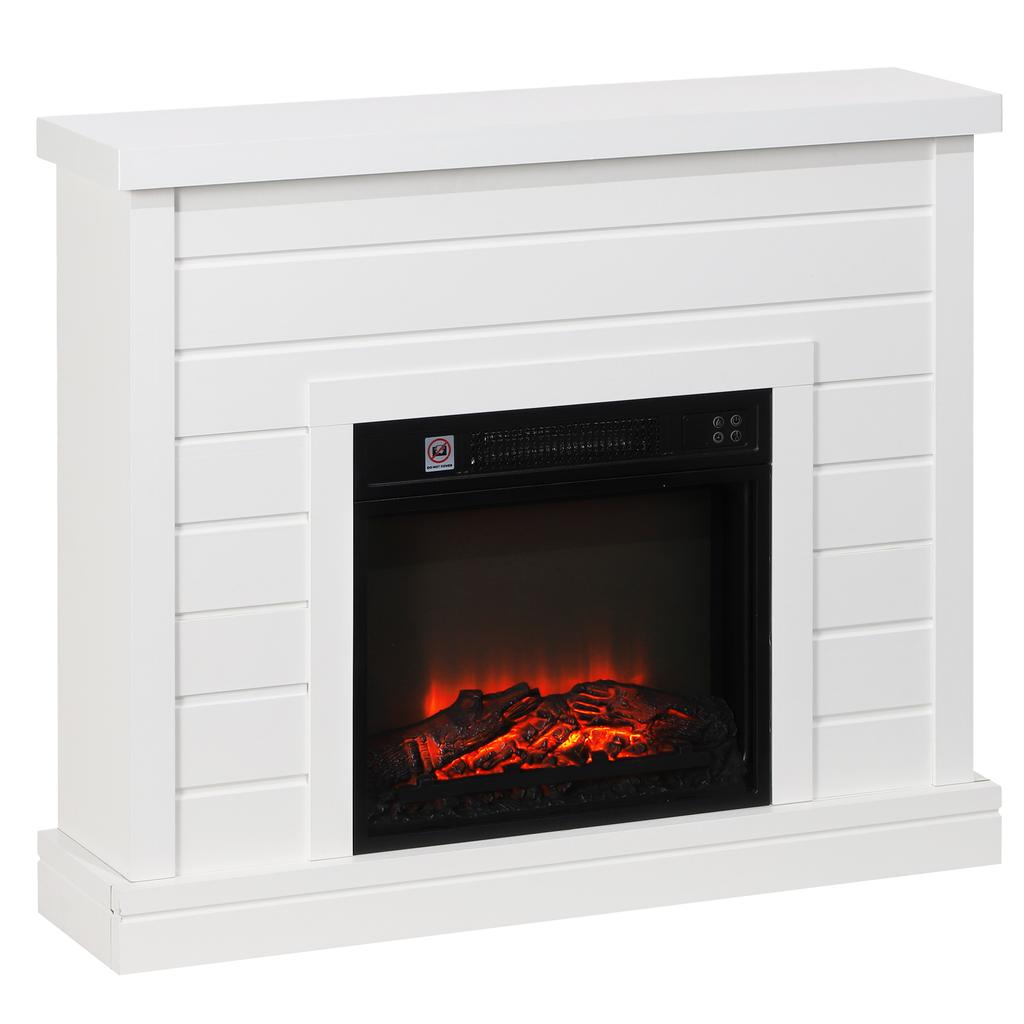 Electric Fireplace, 1800W, Flame Effect, Remote Control, Weekly Timer, for 30 m², White