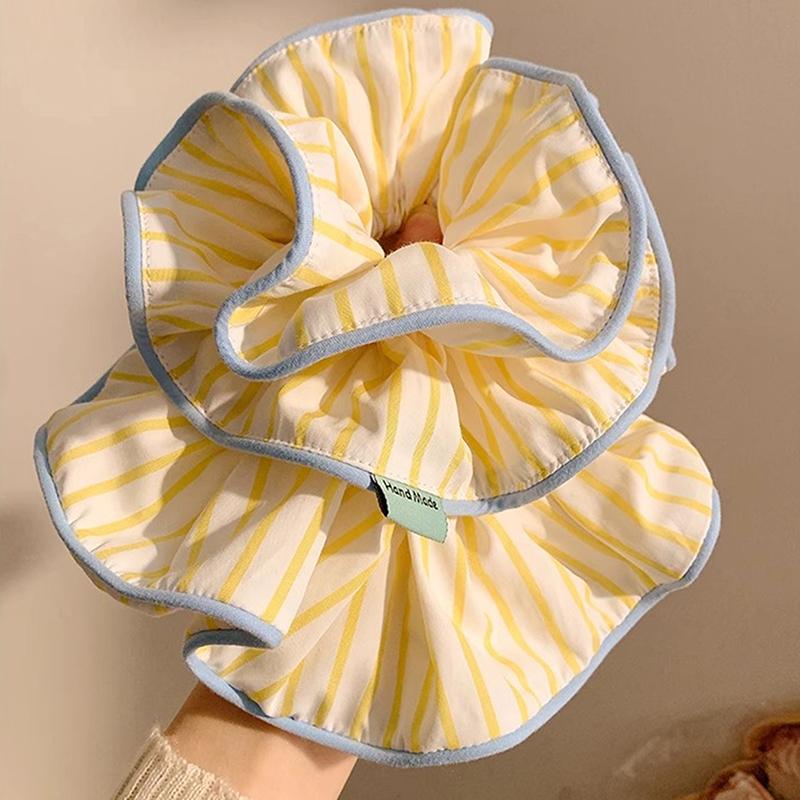 Korean Striped Large Intestine Scrunchie Hair Tie For Women Girls Sweet Hair Ornament Elastic Hair Band Hair Accessories