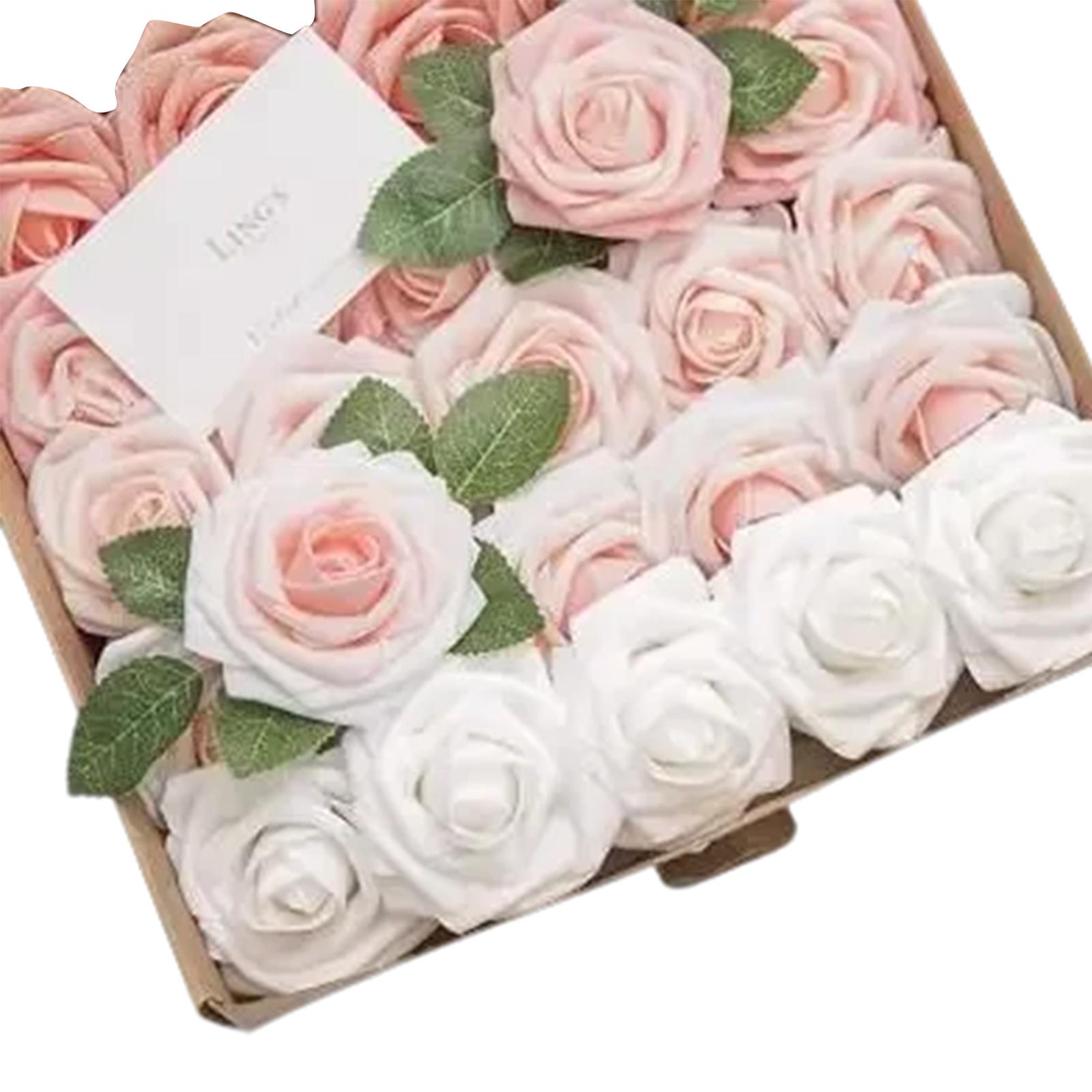 

50PC Artificial Rose Flowers Bouquet Fake Roses Decoration With Stems For Floral Arrangement Wedding Party Decoration Props One Size світло-рожевий колір