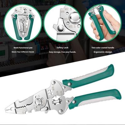 Wire Strippers Electrician Wire Stripping Tool with Precise Peeling Hole Design Anti-Rust Polished Surface Wire Stripping Pliers