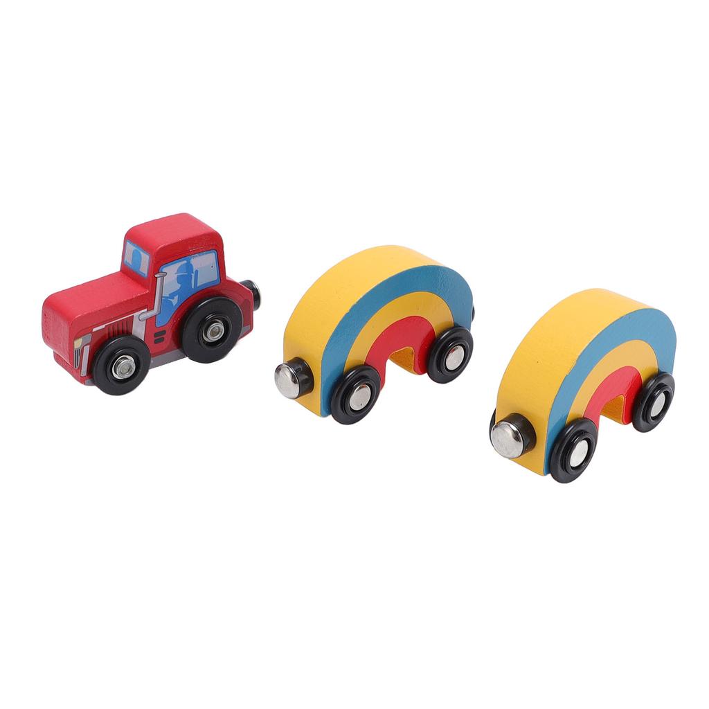 3 Stück Holzzug Spielzeug Set Kinder Bunte Holzeisenbahn Kompatibel mit für Thomas