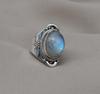 Rainbow Moonstone Ring: Sterling Silver Statement Jewelry, Artisan Boho Design