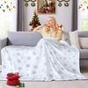 FRAMICS Christmas Throw Blanket, Soft White Winter Fleece Blanket Throw, Silver Snowflake Warm Fuzzy Flannel Blanket for Couch Sofa Decorative