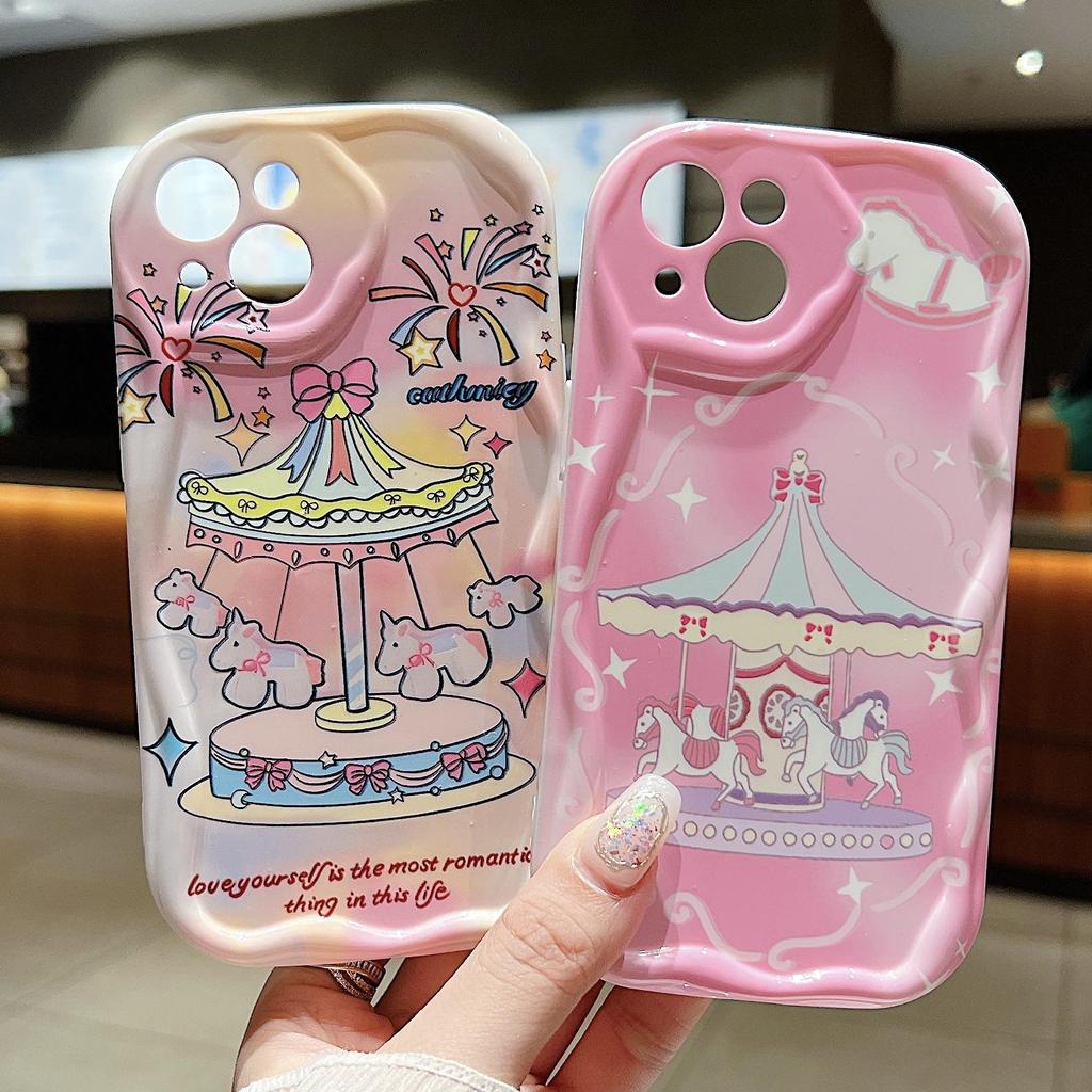 Carousel Silicone Case for Xiaomi Redmi Note 14 13 Samsung A56 A26 A36 Oppo A3 A5 Pro Tecno Spark 30C Funda Cartoon Lucky Dog Cover Soft TPU Bumper
