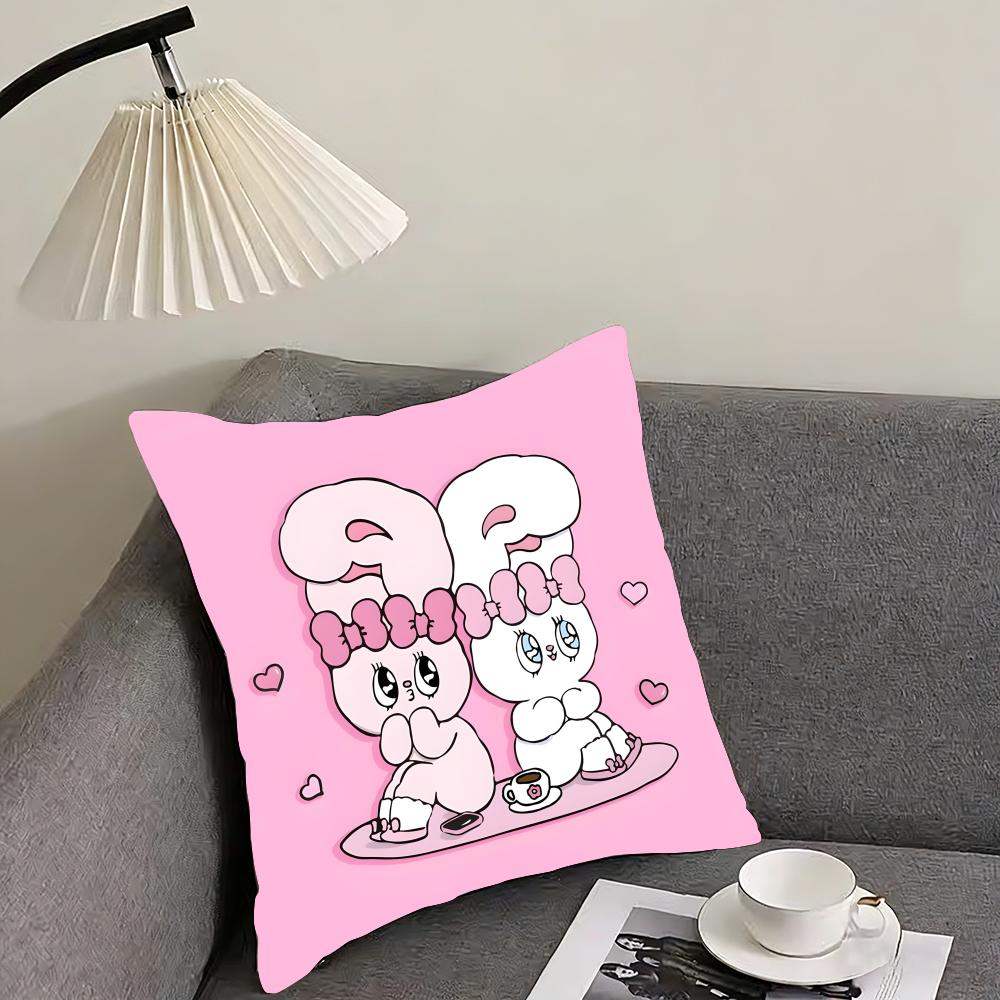 EEsther BunnyY Pink Cute Cushion Cover Pillowcase Ultra Soft Skin Friendly Fabric Cloud Like Comfort Concealed Zipper