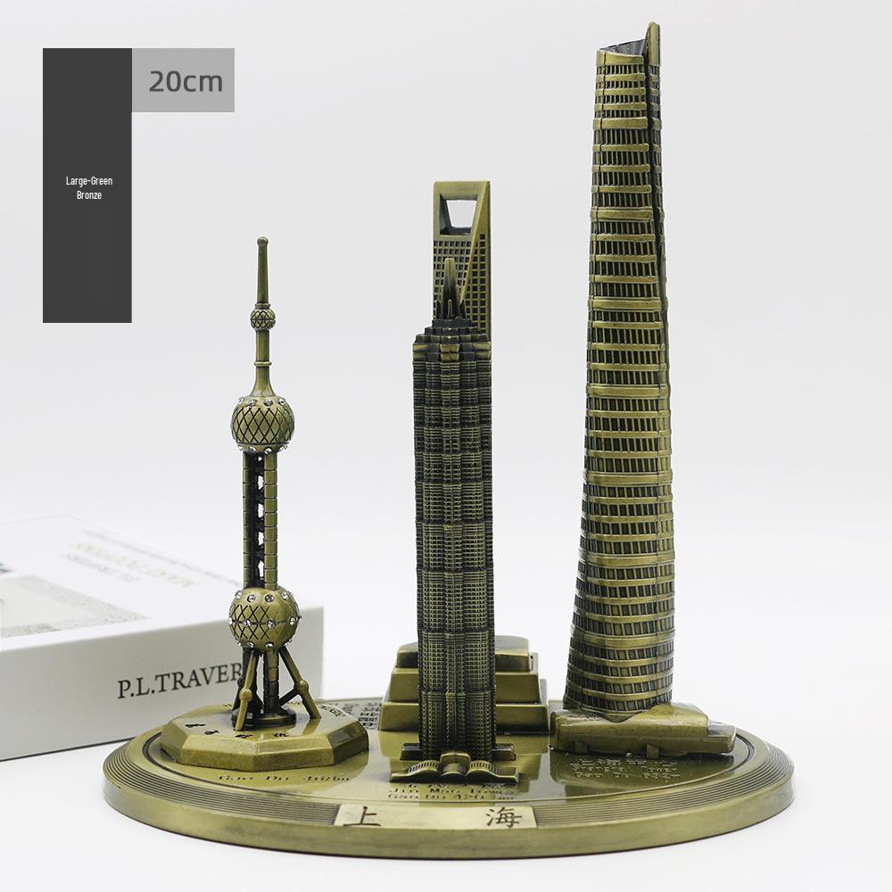 Shanghai Landmark Building Model: Oriental Pearl Tower, World Financial Center, Jin Mao Tower - Metal Creative Handicraft