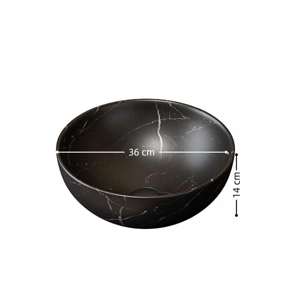 36cm Washbasin with Stone Structure, Without Cabinet, Without Faucet, Black
