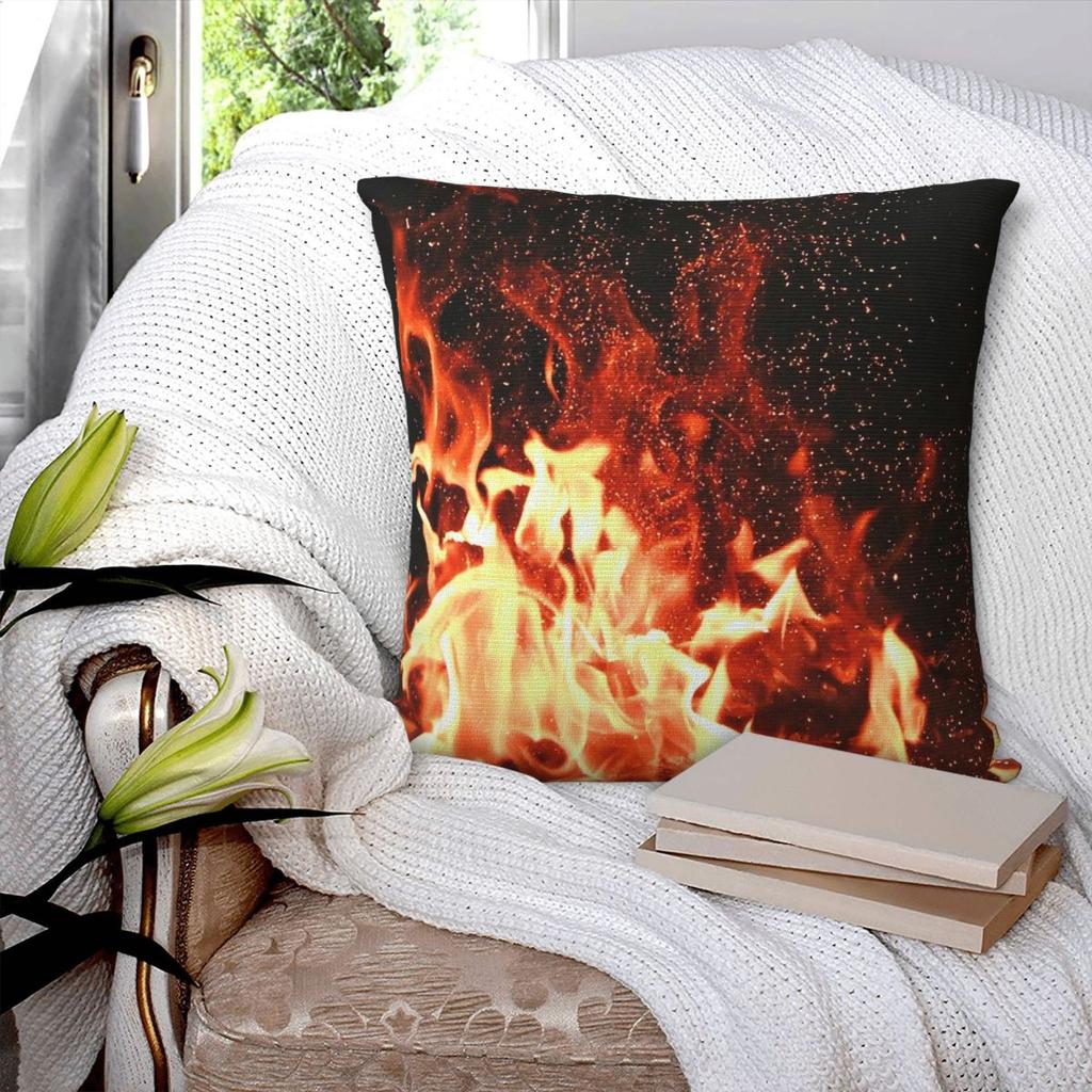 Burning Fire With Sparks Square Pillowcase Pillow Cover Polyester Cushion Zip Decorative Comfort Throw Pillow for Home Bedroom