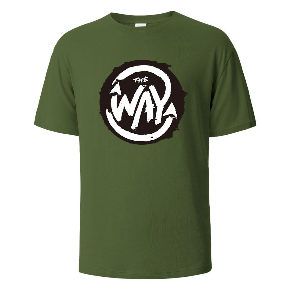 Herren bedrucktes T-Shirt The Way Streetwear 100% Baumwolle Oberteile für Herren Damen Sommer Atmungsaktiv Kurzarm Lässig Rundhals Basic T-Shirts