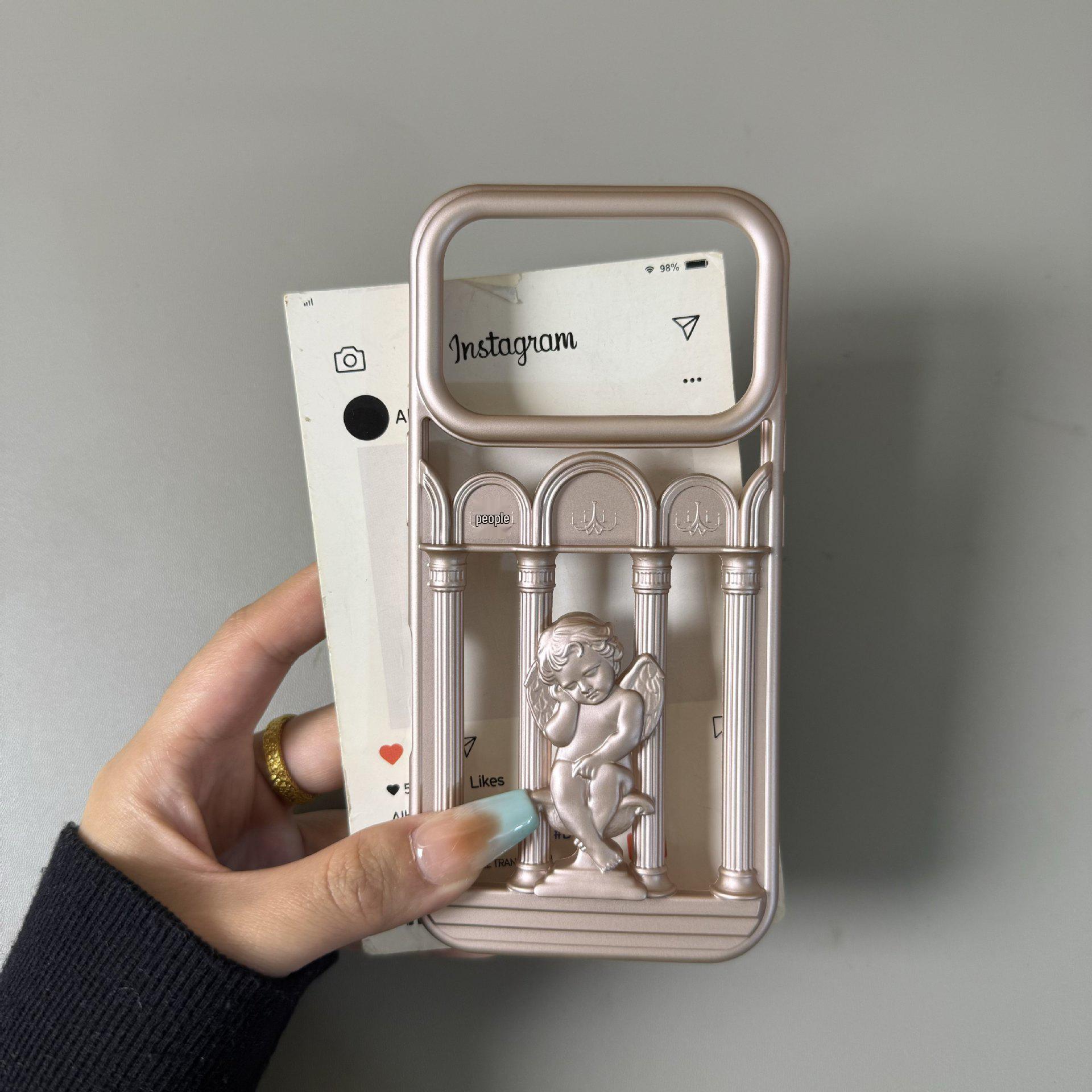 

Apple 17 Pro Max Heat-Dissipating Frosted Angel Phone Case with Roman Column Design for iPhone 16 iPhone 14