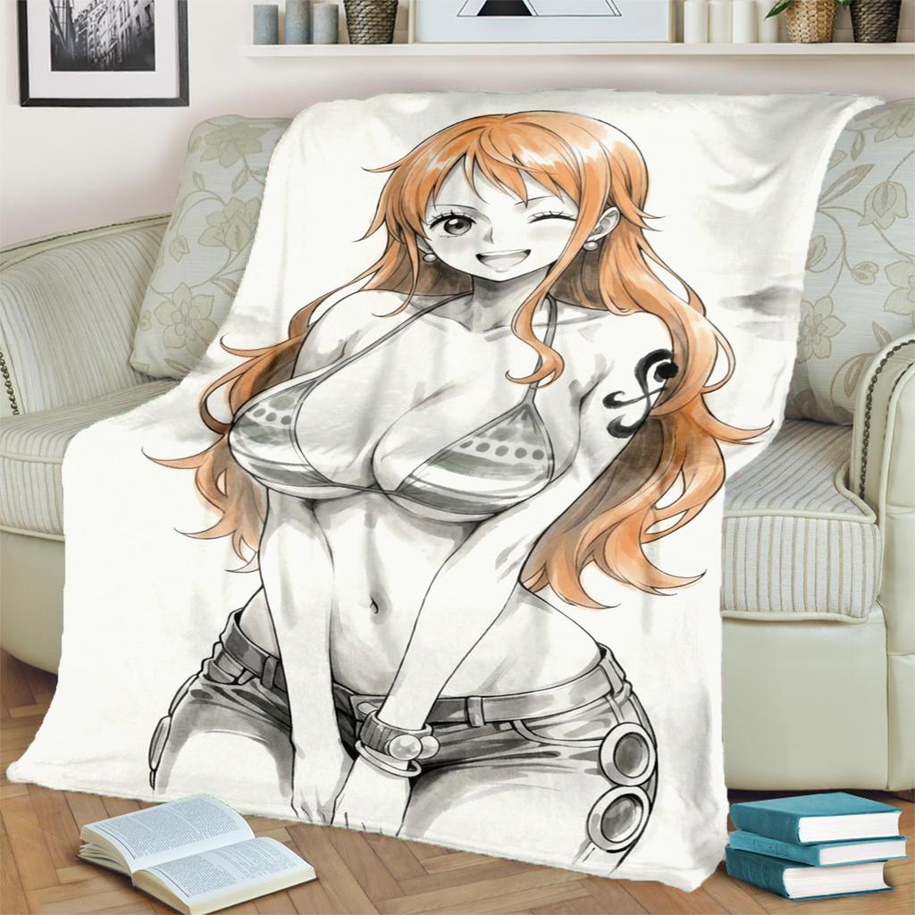 "ONE PIECE" Pattern Flannel Blanket Comfortable Warm for Bedroom, Sofa, Bed, Chair, Picnic and Travel