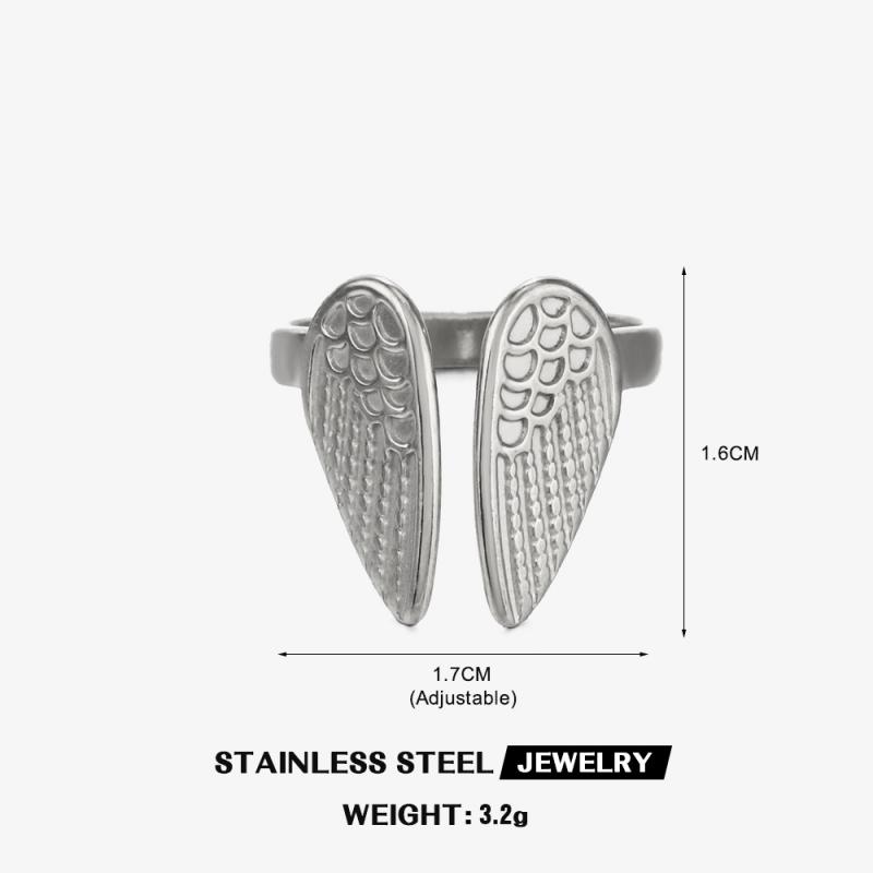 Creative Stainless Steel Cartoon Wings Rings for Women Girls Vintage Personlity Gold Color Opening Ring Trend Jewelry Wholesale