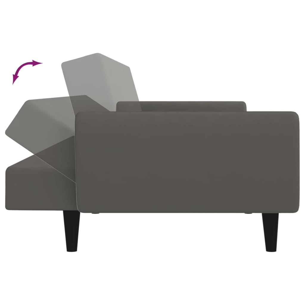 2 Seater Dark Grey Velvet Sofa Bed