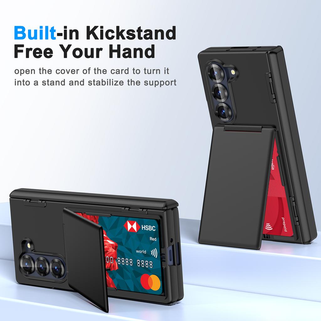 Card Pocket Kickstand Cell Phone Bag Cover Case for Samsung Galaxy Z Fold7 5G Fold 7 Fold6 Zfold7 Fold 6 Protective Coque