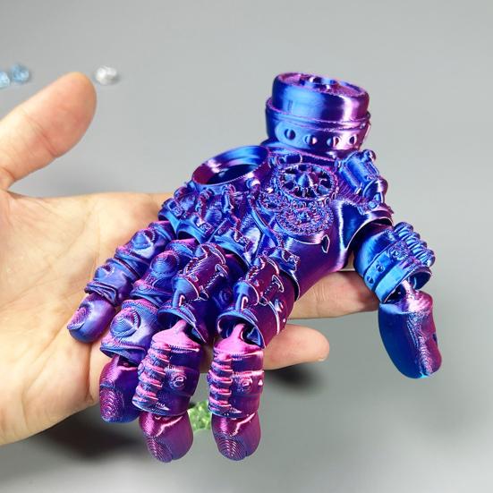 3D Printed Mechanical Hand Figurine Movable Joints Robotic Hand Statue Stress Relief Palm Fidget Toy Home Office Desktop Decoration Ornament