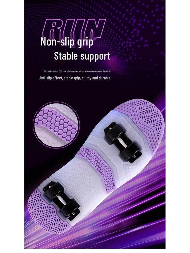 Wiederaufladbare LED-Leucht-Rollschuhe für Kinder mit vier Rädern