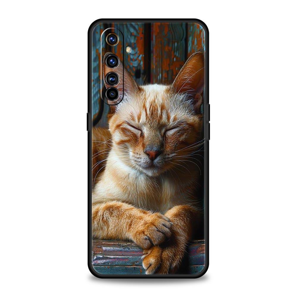 lovely sleep kitten Phone Case For Realme 12 11 10 9 8 5G 7 6 GT5 GT3 GT2 Pro Plus C21 C25 C35 For Realme GT Neo 2 3 3T 5 Cover