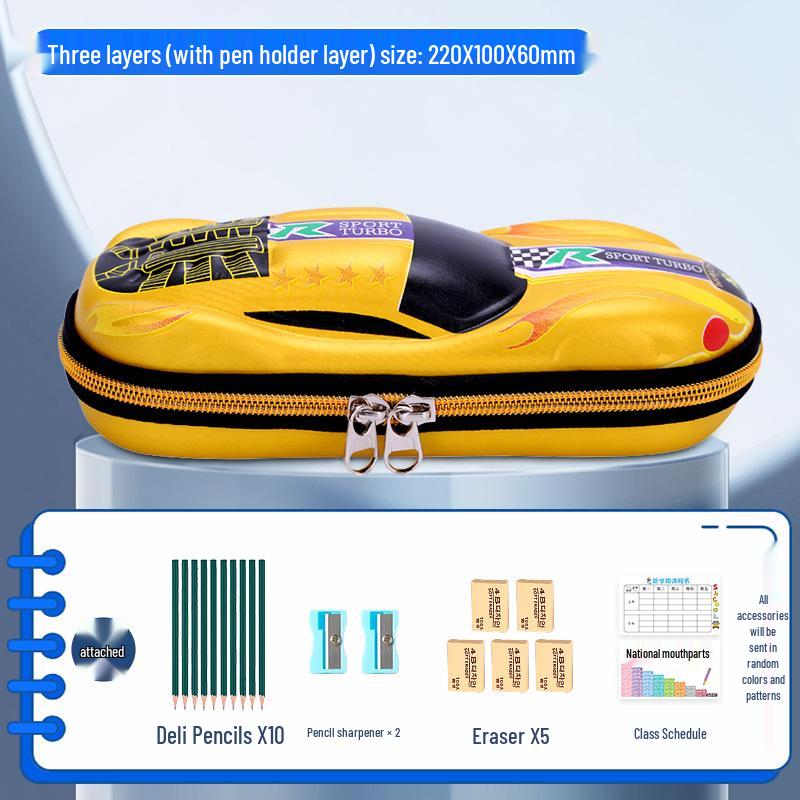 Multifunctional Pencil Case for Kids - Boys' & Girls' School Supplies Stationery Bag with Car Theme