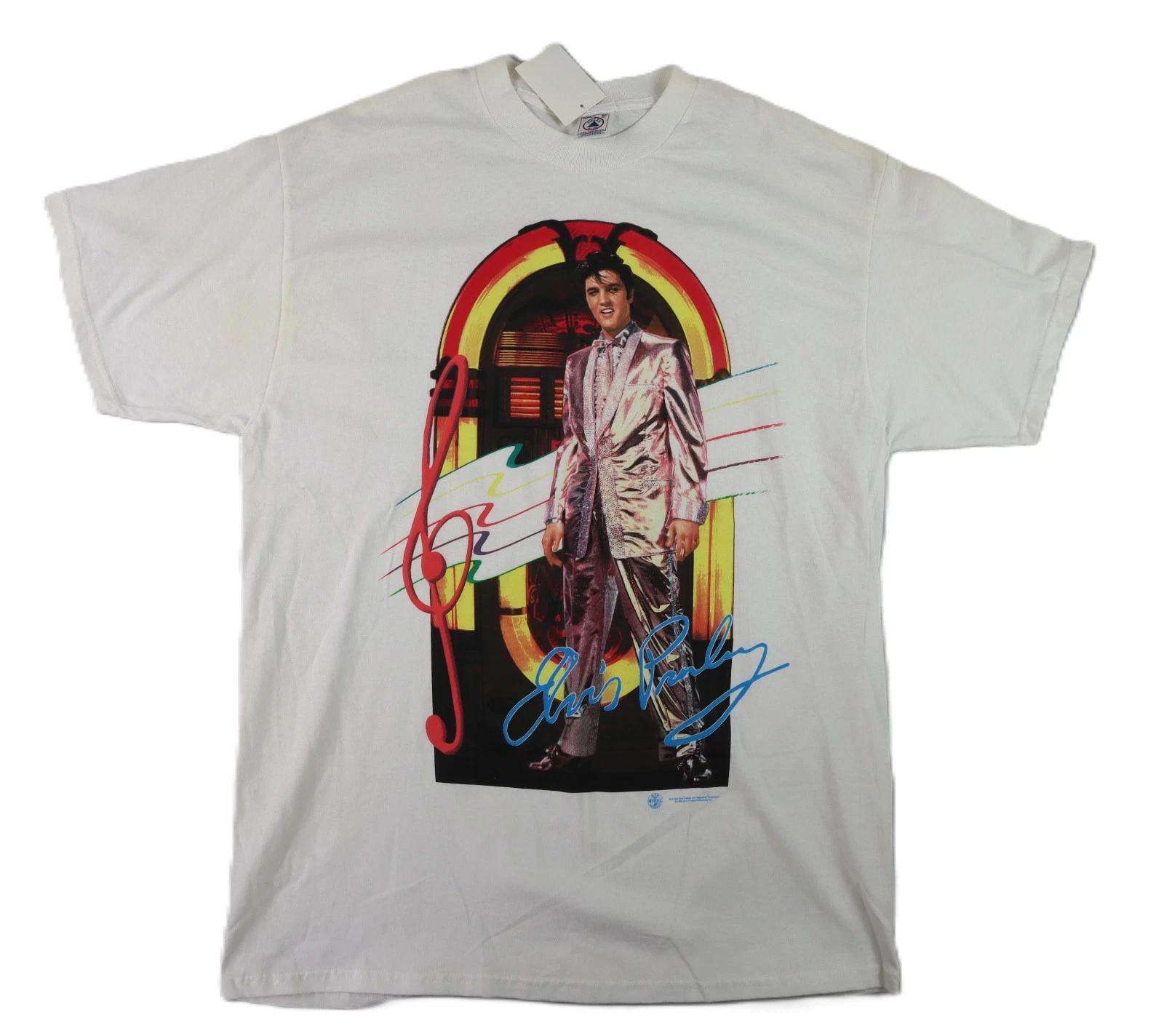 NWT VTG 90s 1996 US 2XL XXL Elvis Presley Music Club Vegas Jukebox T Shirt White 2XL