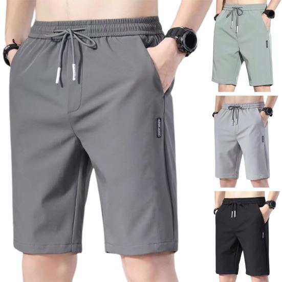 Pánské léto Ležérní šortky Elastická šňůrka v pase Rovné Široké nohavice Šortky Kapsy Design Ledové Hedvábí Jednobarevné Sportovní šortky