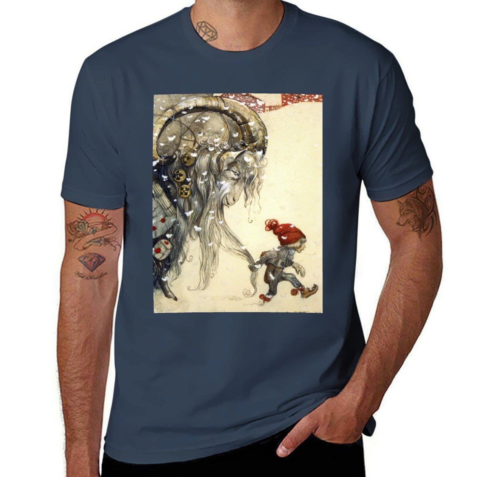 Yule Goat John Bauer Christmas Tshirt Plus Size Summer Casual Tshirt S