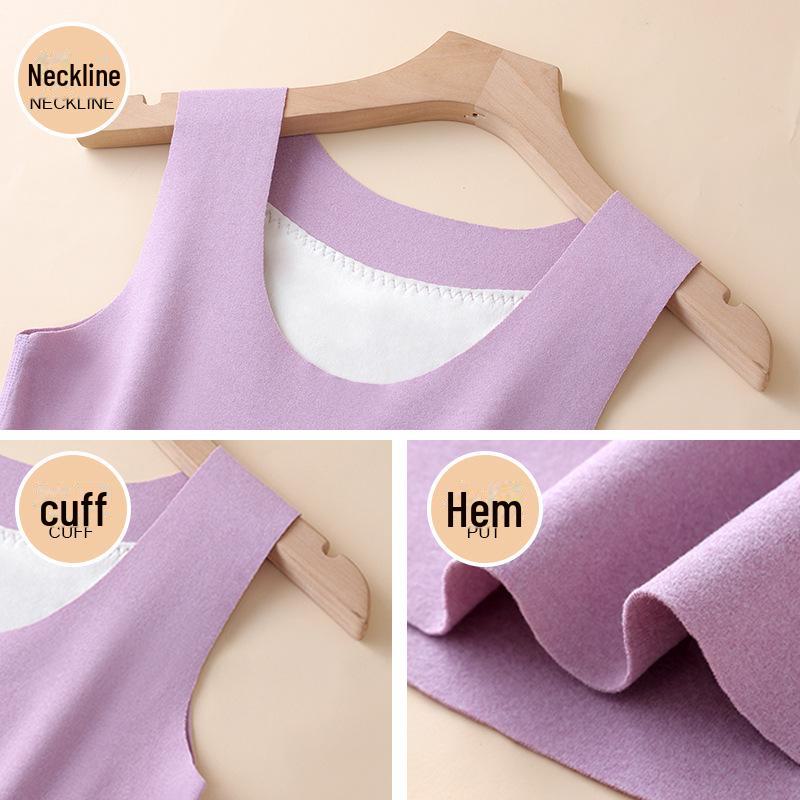 Women's Self-Heating Thermal Vest with Patches, Extra Thick Velvet, Temperature-Controlled Bottoming Layer, Warm Top Layer.