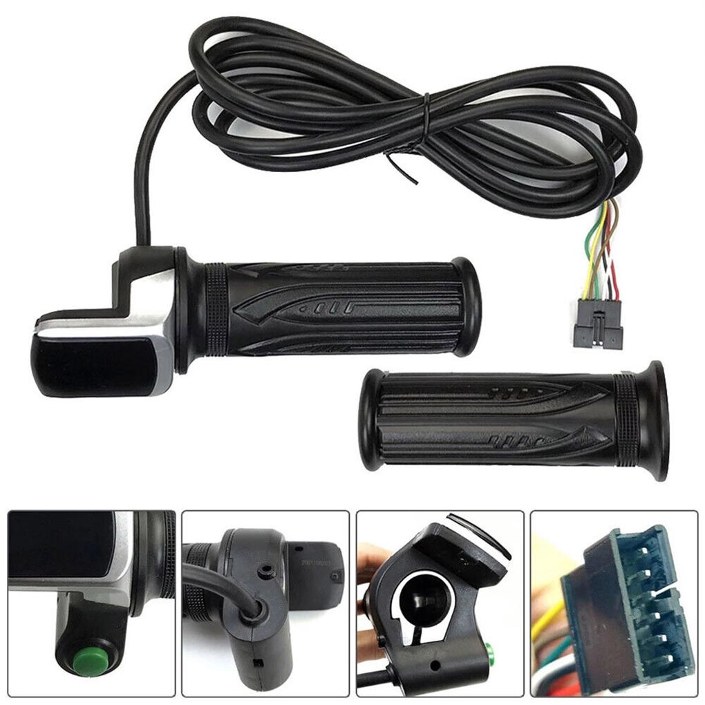 1 Pair Bicycles Throttle Grip LCD Display Battery Indicator Lever 6 Core with Switch Non-slide Handlebar Conversion