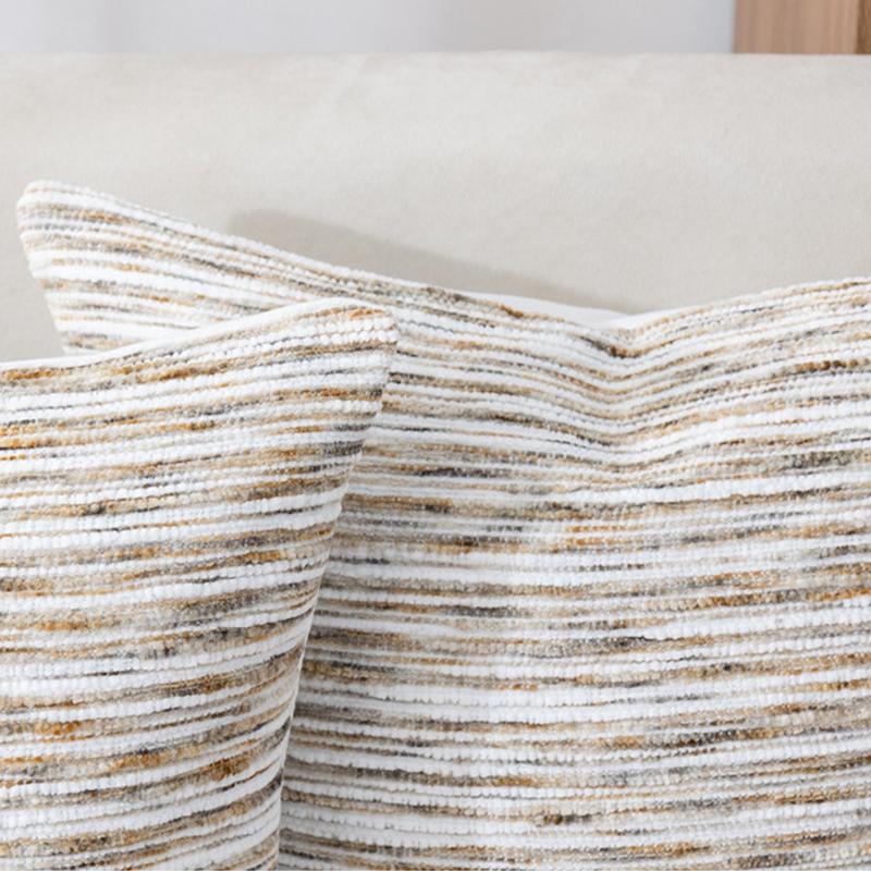 Boho Textured Striped Cushion Covers Soft Woven Throw Pillow Covers Multi-Color Neutral Decorative Pillowcase for Farmhouse Home